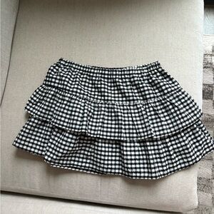 Wild Fable Black and White Gingham Mini Skirt